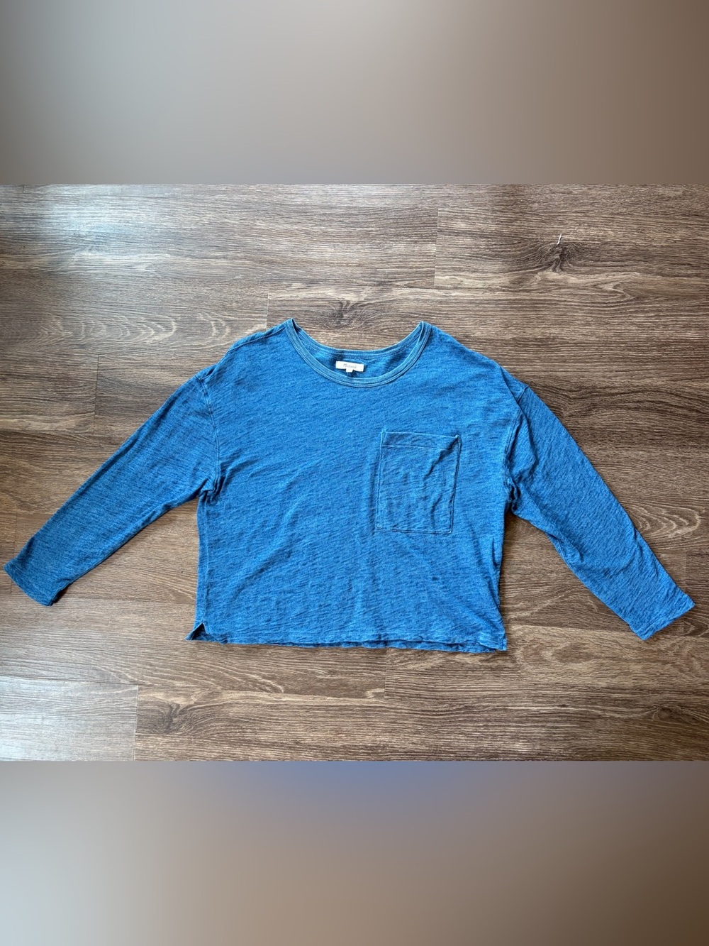 Madewell Indigo Blue Pocket Tee | Women’s Medium | 100% Cotton Long Sleeve